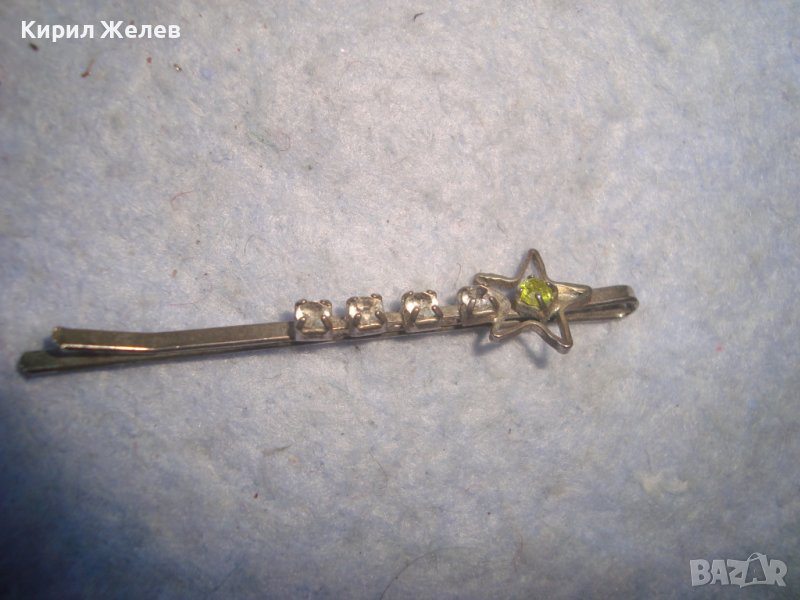 СТАРА КРАСИВА СРЕБРИСТА АРТ ФИБА с ФАСЕТИРАНИ КРИСТАЛЧЕТА 27700, снимка 1