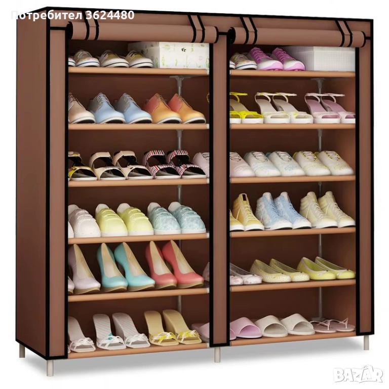 БЕЖОВ ШКАФ ЗА ОБУВКИ ОТ ТЕКСТИЛ 4715, снимка 1