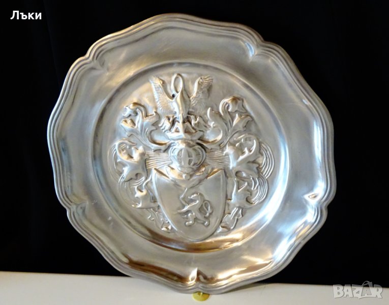 Старинно пано от калай,за семейство,калаена сватба., снимка 1