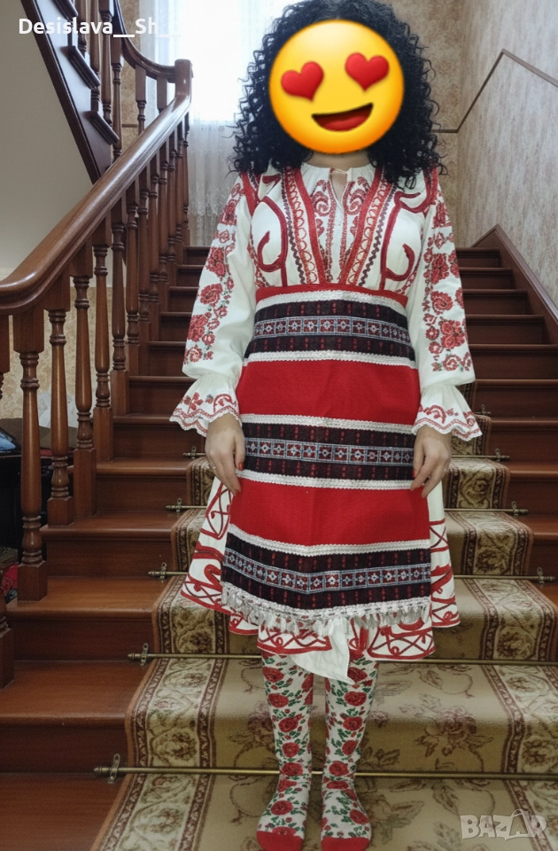 Женска народна носия – Бяла с червени гайтани (новодел) , снимка 1