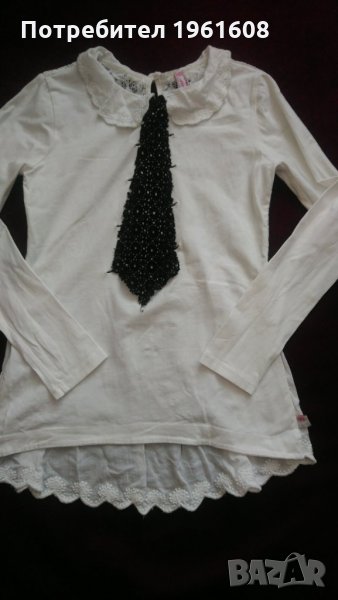 Бяла ефектна блуза за момиче , снимка 1