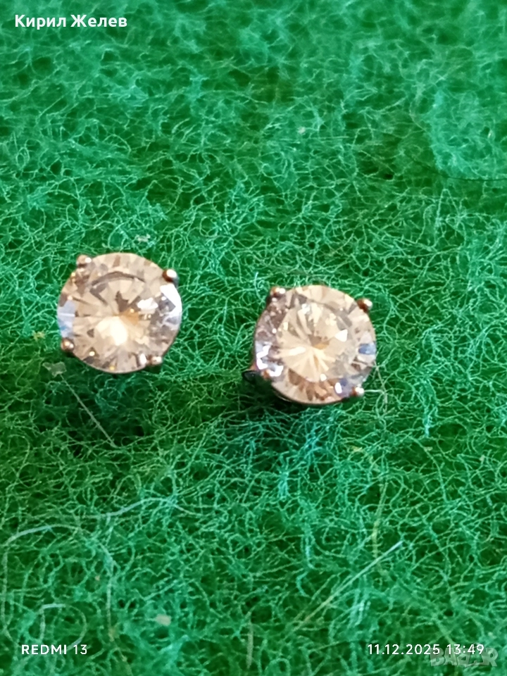 Елегантни сребърни обеци със инкрустирани кристали стил и класа 50959, снимка 1