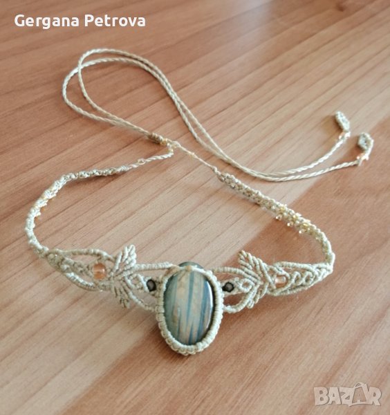  Колие макраме с ахат , снимка 1