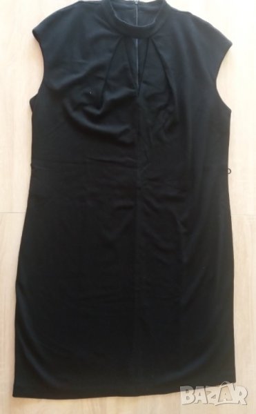 Елегантна черна рокля без ръкав с V-образно деколте, снимка 1