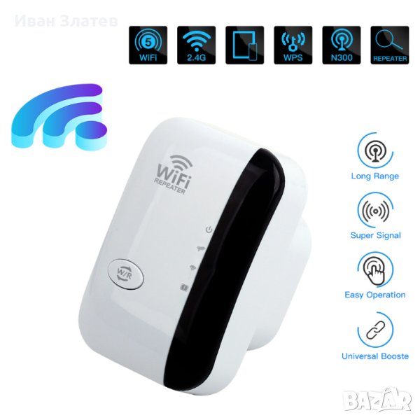 Усилвател за безжичен интернет, WiFi Repeater, 300Mbps, снимка 1