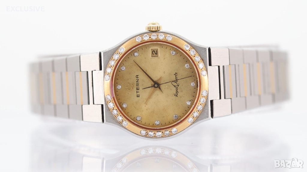 Дамски часовник Eterna с 18k златен базел с диаманти! за ремонт!, снимка 1