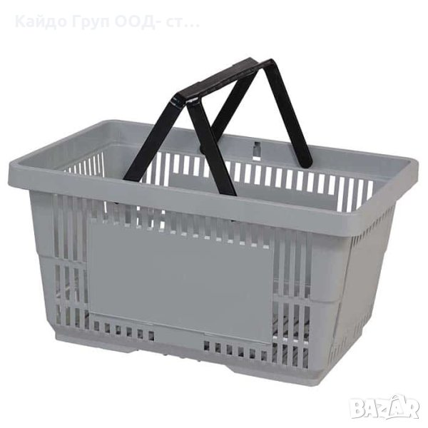 PVC кошница за пазаруване, пазарски кошници пластмаса 22л- светло сива, снимка 1