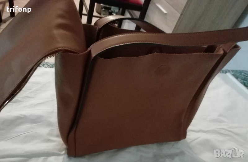 Светлокафява луксозна чанта, снимка 1