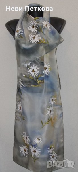 Рисуван копринен шал ЕДЕЛВАЙСИ 2, снимка 1