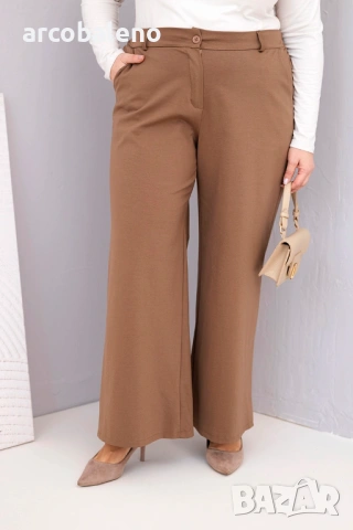 Дамски панталони Plus Size с широки крачоли и висока талия, 7цвята , снимка 7 - Панталони - 53072895