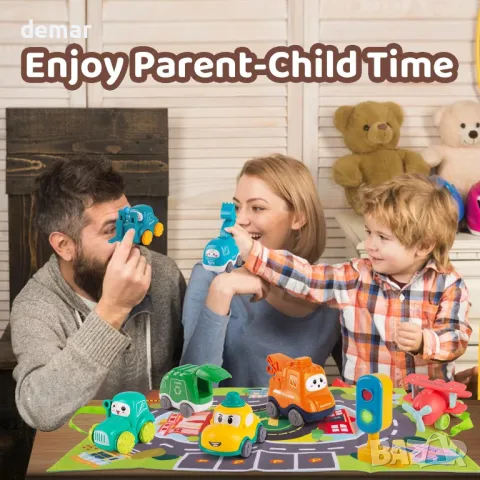 7 превозни средства с карта и светофар, за деца 1-2 години, снимка 7 - Коли, камиони, мотори, писти - 49934171