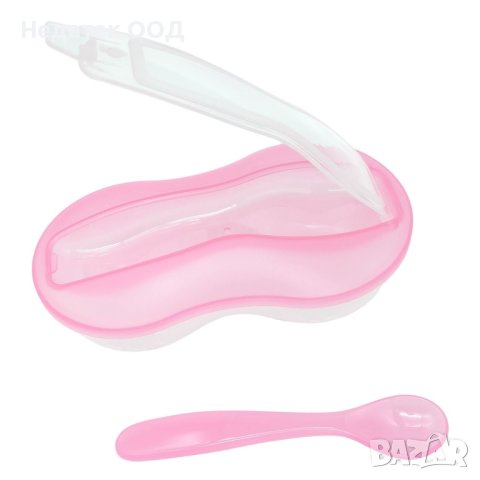 Купа за бебешка храна, Прозрачна с розов капак, поставка за лъжичка, снимка 3 - Прибори, съдове, шишета и биберони - 43667330