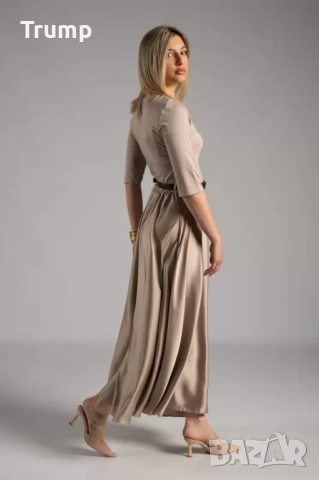 Елегантна дълга рокля, трико с лъскав ефект, снимка 4 - Рокли - 51515834