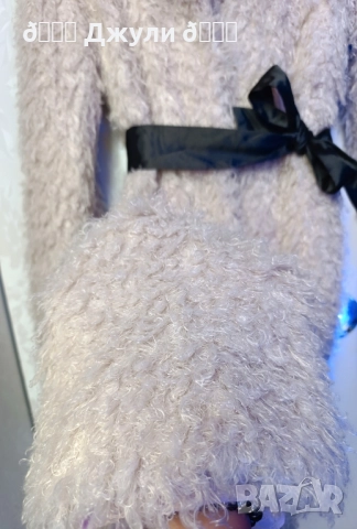 Пухкаво палто с естествен косъм от лама, снимка 6 - Палта, манта - 52053837
