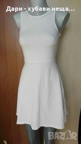 Бяла разкроена рокля от памучно фино трико🍀❤XS,S❤🍀арт.4373, снимка 1 - Рокли - 37259887