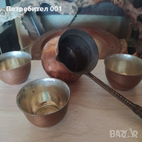  Медно Джезве с Три Чаши, снимка 3 - Сервизи - 43807986