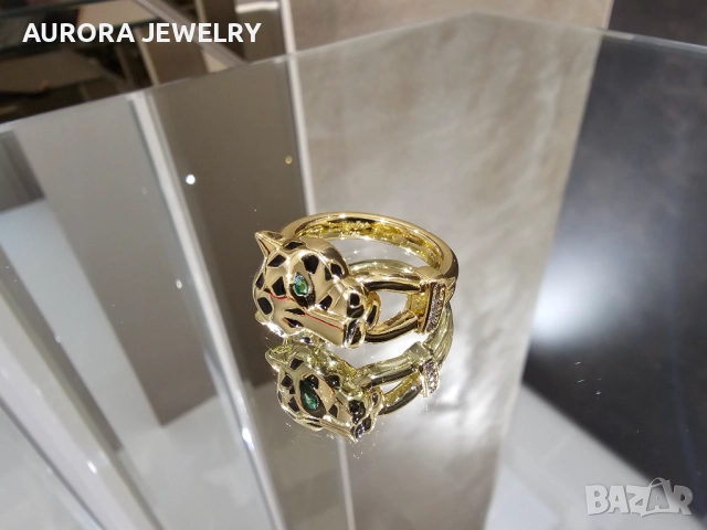 CARTIER Panthere de Cartier Gold Black 5 Diamonds Пръстен, снимка 3 - Пръстени - 52818763