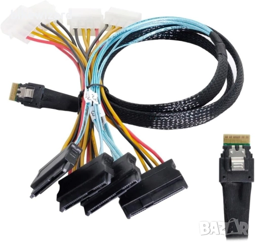 chenyang CY SFF-8654 4i 38Pin Slimline SAS 4.0 Host към 4 SAS 29Pin SFF-8482 Target Hard Disk Fanout, снимка 2 - Кабели и адаптери - 52208699