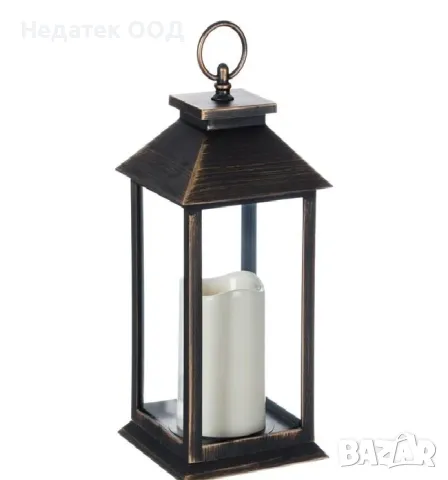 Коледен декоративен висящ фенер, Бронз, 14x14x30 см