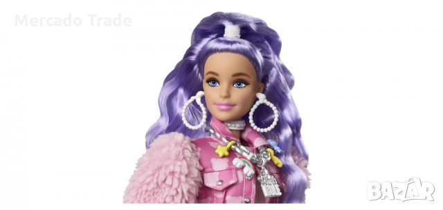 БАРБИ Екстра с лилава коса и розово палто , снимка 3 - Кукли - 35131831