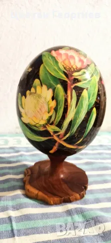 ръчно декорирано щраусово яйце, снимка 6 - Декорация за дома - 47334140