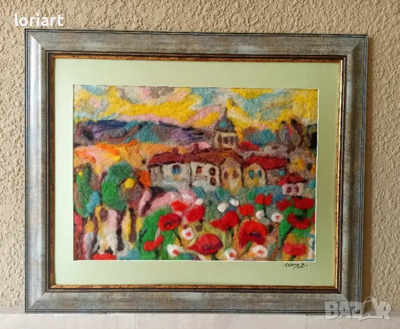 Селска идилия 2/ вълнена живопис 2