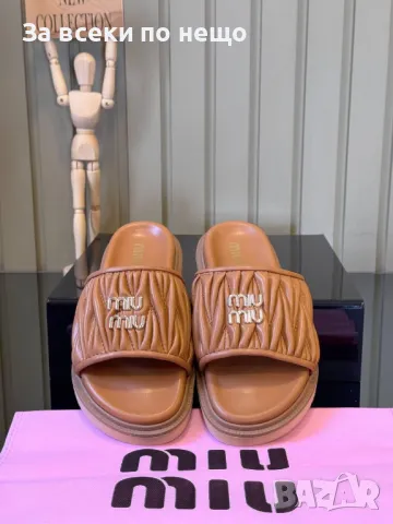 Miu Miu Дамски Кафеви Чехли Миу Миу Код E313, снимка 2 - Чехли - 50416734