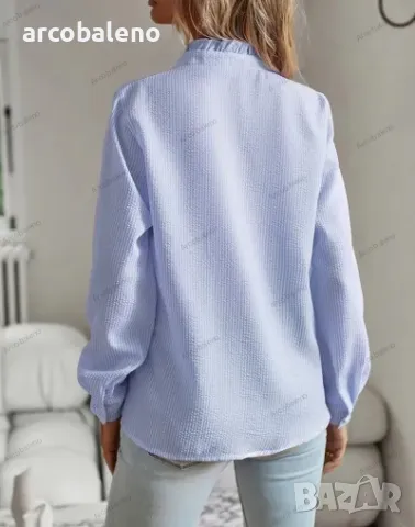 Елегантна дамска риза с волани с отворени копчета, 4цвята , снимка 13 - Ризи - 48573360