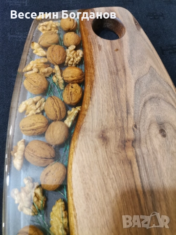 Дъска  от епоксидна смола и орех, снимка 7 - Други - 52809074
