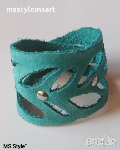 Ефектна дамска гривна от естествена кожа! Ръчна изработка!, снимка 1