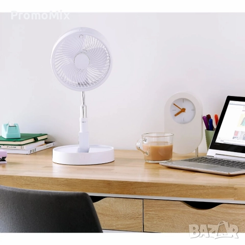   Преносим вентилатор QVC 7039FEB 19.7см 3 скорости безжичен мобилен сгъваем настолен вентилатор