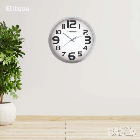 Стенен часовник Zurich, 25см., големи цифри, кварц, черен, бял, снимка 4 - Стенни часовници - 52842608