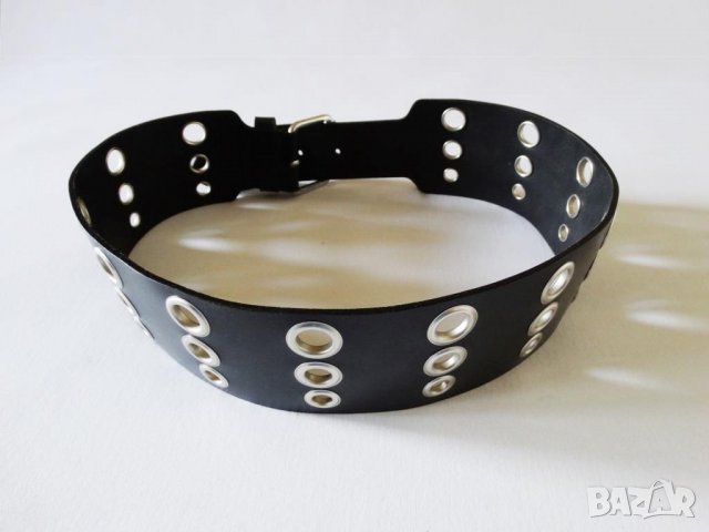 НОВ! Biker Leather Belt Made in Italy Дамски Колан Естествена Кожа Размер М (85см) , снимка 4 - Колани - 26882823