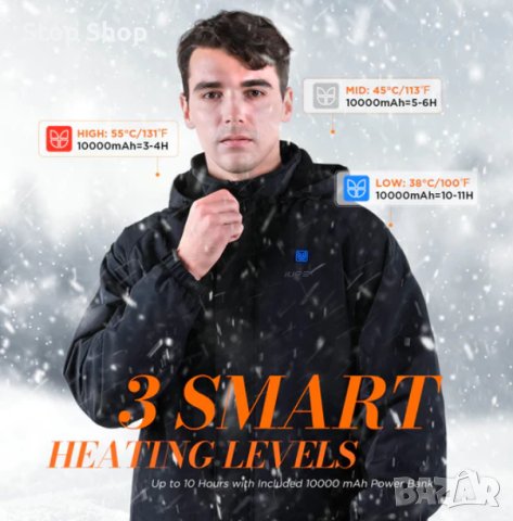 IUREK  Мъжко отопляемо яке със сваляща се качулка, снимка 6 - Якета - 40345823