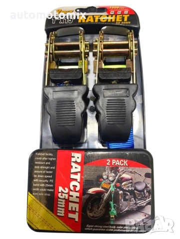 Колани за укрепване на багаж до 1.5т, 2броя, Въже за багаж с притягане, С тресчотка - 254047, снимка 4 - Аксесоари и консумативи - 52085099