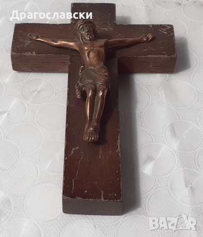 Различни: Стар кръст, разпятие, религия, дърво и метал, кръстове, висулка, снимка 3 - Други ценни предмети - 28872700