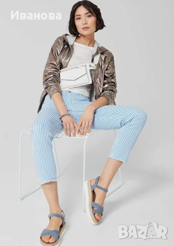 S.Oliver памучен панталон бял/бяло син/синьо