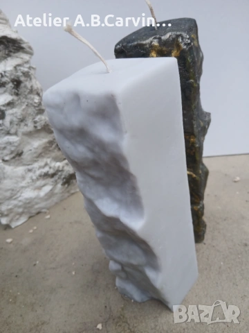 Ръчно изработена свещ с уникална скална текстура и златни детайли. Модерен акцент за вашия дом, снимка 10 - Декорация за дома - 53538384