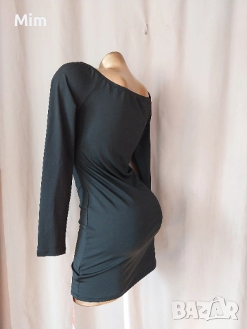 М Черна рокля със сребристи камъчета , снимка 4 - Рокли - 52024104