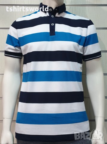 Нова мъжка моряшка блуза тип Lacoste, райе, копчета, пике, снимка 10 - Ризи - 32629301