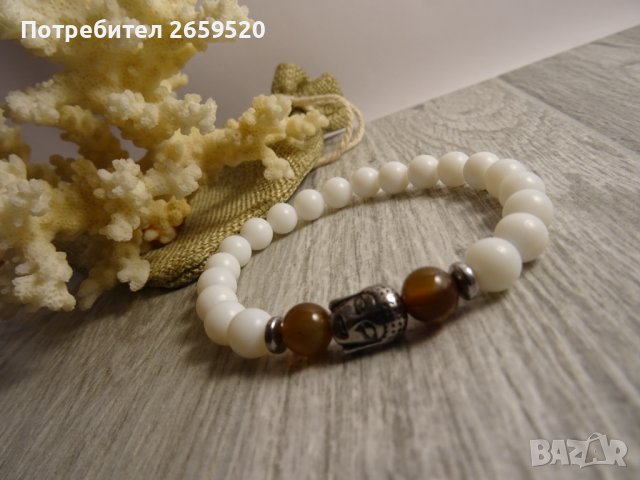 Дамска гривна "Буда" от естествени камъни, снимка 3 - Гривни - 39874652