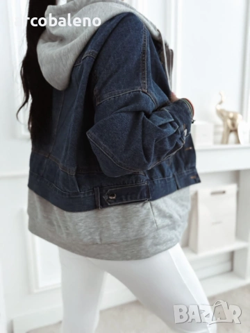 Дамско дънково яке със суитшърт 2в1, снимка 2 - Якета - 53526499