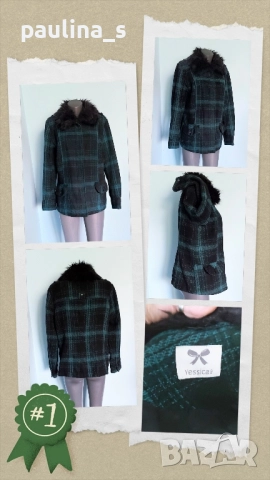 Два броя / Марково палто в каре "Hydraulic the blue jean standard" и "Yessica  , снимка 12 - Палта, манта - 48941993