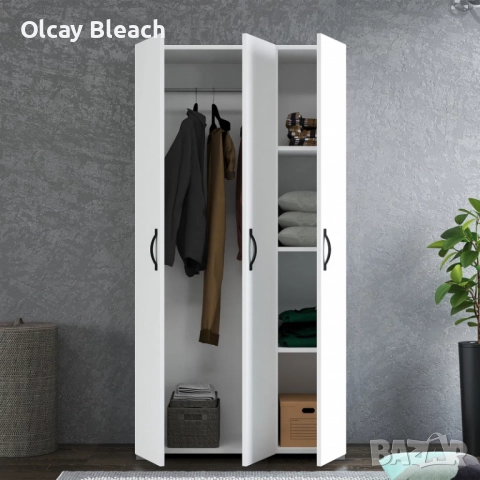 Гардероб EcoRoom Milano White - 177см, снимка 2 - Гардероби - 52492461