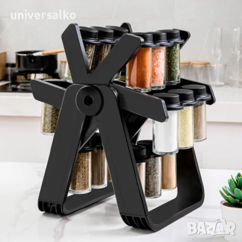 Органайзер за подправки, Въртящ се, Стъклени бурканчета, 18 части, снимка 3 - Аксесоари за кухня - 48611204