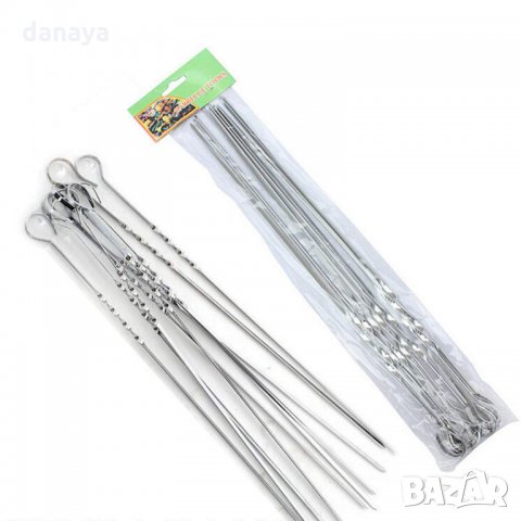 1478 Метални плоски шишове за скара комплект от 10 броя, 38см, снимка 3 - Прибори за хранене, готвене и сервиране - 28644680