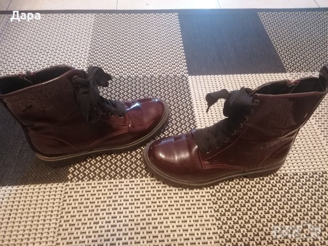 Лачени боти в бордо, снимка 3 - Дамски боти - 43046350