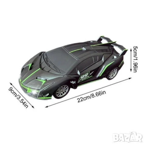 Високоскоростна дрифт кола с дистанционно управление – състезателна играчка с LED светлини и устойчи, снимка 2 - Коли, камиони, мотори, писти - 51063523