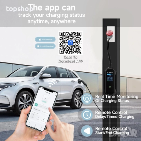 Чисто нов комплект кабели AFYEEV, Зарядно устройство тип 2 за електрически автомобили, 11kW 8-16A..., снимка 4 - Аксесоари и консумативи - 52618113