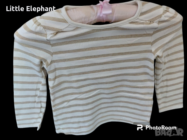 Блузка с дълъг ръкав за 3-4 год мом кафяво райе със златни нишки,Англия/нова